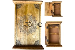 Esthelar Select Portallaves de Pared Místico en Madera – Caja Llaves Decorativa con Símbolos Esotéricos – Organizador Entrada contra Malas Energías y Vibras Negativas (Om (AUM))