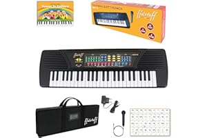 ffalstaff SMART-49 Tastiera Elettronica 49 Tasti per uso Ludico con Borsa, Adesivi con Notazione Italiana, Microfono, Alimentatore di rete e E-book "Suona la Tastiera" (Italian Design)