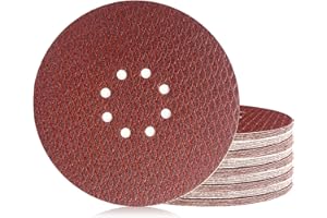 GEOGIEEW 50 Piezas Discos de Lijado de 225 mm, Grano P40/80/120/180/320, 8 Agujeros de Lijadora de Gancho y Bucle, Para Lijadora de Paneles de Yeso, Lijadora de Cuello Largo