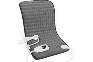 LETITWELL Termoforo Elettrico,Termoforo per schiena, collo, spalle e addome con spegnimento automatico, flanella morbida (Grigio Scuro, 30x60cm)