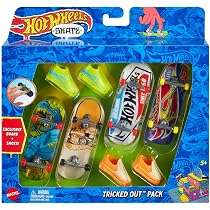 Hot Wheels Skate Tony Hawk Set – 4 Boards + 2 Paar Skateschuhe – Für Finger-Skating & Stunts
