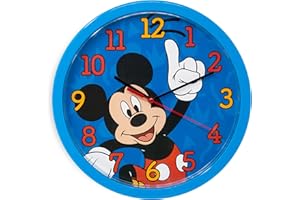 ‎DAMALOO damaloo Mickey Mouse Wanduhr Kinder mit 24cm Durchmesser - Mickey Maus Kinderuhr Wand als Kinderzimmer Uhr zum Lernen der Uhrzeit - Wall Clock Kids - Deko Kinderwanduhr Jungen & Mädchen - Lernhuhr