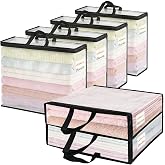 Vieshful Clothes Storage Bags 22L 6 Pieces PVC Transparent, Black | Foldable Storage Bags with Label and Zip for Organizing C