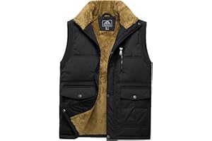 TACVASEN Men's Outerwear Gilets Fleece Body Warmer Water Resiatant Winter Gilet Sleeveless Jackets with Zip Pockets
