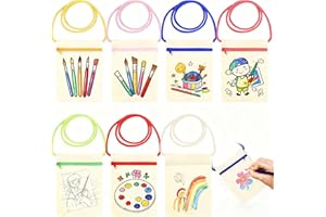 qxayxa 7 Stück Stoffbeutel zum Bemalen, 17 x 13 cm Kleine Stofftaschen, Bunte Blanko Baumwolltasche zum Bemalen, Klein Brustbeutel Umhängetasche für Kindergeburtstag Party