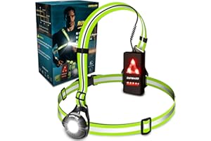 Topward Lauflicht, Lauflampe Joggen Brustlampe, 500 Lumen wiederaufladbar per USB-C, 90°Verstellbarer Abstrahlwinkel, 360°reflektierendes Band, wasserdicht, einstellbar, Laufen Licht Jogger Lampe