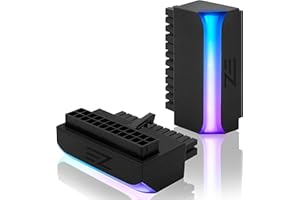 EZDIY-FAB Connecteur d'alimentation ATX 24 Broches à 90 degrés, 5V, 3 Broches ARGB Arc-en-Ciel, Femelle à mâle, Adaptateur d'alimentation pour Carte mère d'ordinateur, Alimentation ATX - 1 Pack