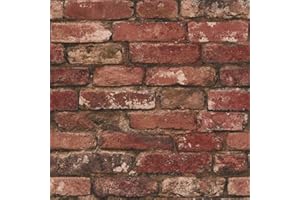 BREWSTER Fine Decor FD31285 Rustic Brick Wallpaper, Red