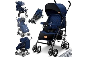 KIDIZ® Cochecito City-Pro cochecito de niño plegable y reclinable, silla de paseo plegable 360° ruedas de 6 pulgadas Incl. mosquitero, cubrepiés y cubre lluvia plegables