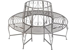 TecTake garden bench Enyd | 360° seat ⌀164 x H89 cm for trees up to ⌀200 cm | 404563 (Anthracite (Dark Grey))