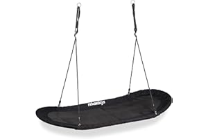 Relaxdays Nid d'oiseau balançoire XXL, pour Enfants & Adultes, 100 kg, Plusieurs Personnes, Ovale, 141,5 x 43,5 cm, Noir