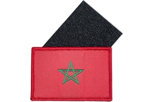 A TODA LECHE Toppa Bandiera Marocco Velkro - Toppe Ricamate per Abbigliamento - Toppe Nazionali per Zaini - Drappo Marocco 75 x 50 mm