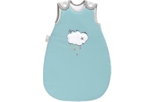 P'tit Basile - Petite Gigoteuse Préma Nourrisson - Coton Certifié Bio - Turbulette brodée dans Les Nuages Mixte 0-1 Mois, de 40 à 55 cm - Douillette Toutes Saisons
