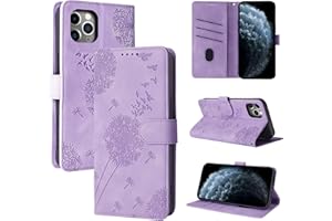 Rostsant Handyhülle für iPhone 11 Pro Löwenzahn PU Leder iPhone 11 Pro Flip Case Brieftasche Tasche Hülle Magnetisch Handyhülle für iPhone 11 Pro Violett