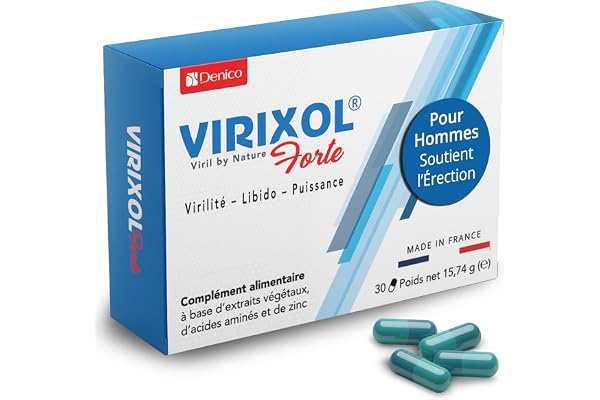 VIRIXOL FORTE | Performance & Vitalité Masculine | Booster Libido, Érection & Virilité | Maca, Ginseng, Tribulus, L-Arginine, L-Citrulline, Zinc | 100% Naturel | Fabriqué en France | 30 Gélules