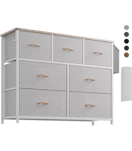 HOKEEPER Cassettiera in Tessuto con 4 Cassetti, Mobile Salvaspazio con Capacità Grande, Mobiletto con Cassetti per Camera da Letto, Sala, Corridoio - Marrone