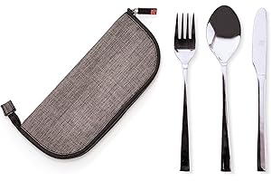 IRIS BARCELONA Funda Cubiertos Universal con Goma Sujeción y Cremallera, Color GRIS|Funda Universal Todo Tipo Cubiertos de acero inoxidable|Funda porta cubiertos ideal para el trabajo, escuela, viajes