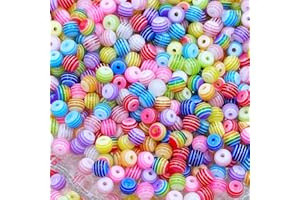 ZesNice 300 Stück 8mm Bunte Perlen Regenbogen Glasperlen Fädelperlen zum Auffädeln, Rund Perlenset Perlenarmband für Armbänder Bastelperlen, Perlen Set Schmuck Basteln DIY
