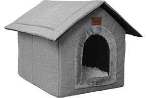 Whiwhi Domek dla kota, jaskinia dla kotów, do wewnątrz, z pluszową poduszką, buda dla kotów, składane, miękkie gniazdo dla kota, 40 x 35 x 40 cm
