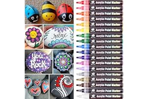 WONSAR Pennarelli acrilici per pittura su pietra, pittura su roccia, vetro, legno, decorazioni in carta, biglietti d'auguri, regali per bambini Bambini (18 Punta media)