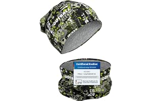 HECKBO Barnmössa Beanie & Halskrage Set – med fleece- eller jerseylinning (vändbar) – unisex för flickor och pojkar – 95% bom