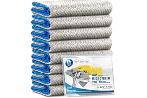 Ekedalen 8X Panno Magico Pulizia Microfibra 40x30CM, Canovaccio Multiuso per Finestra Specchio Vetro, Asciugamani per Cucina Auto Moto Bagno Ufficio Casa, Straccio Squame Pesce, Strofinacci Grigio