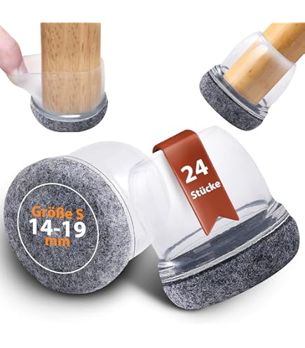 Stoelpootdoppen, rond, 24 stuks, pasvorm