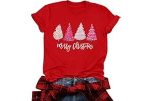 tiorhooe Christmas Tee Shirts Women Funny Xmas T Shirts Merry Christmas T-Shirt
