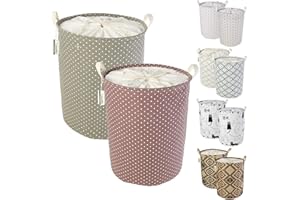 LessMo Trieuse de Rangement pour Panier à Linge avec Cordon de Serrage, paniers à Linge escamotables escamotables, Lin de Coton Rond imperméable, [2PCS, épaissi 19.7 "/ Large]