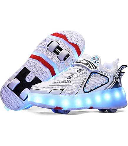 Scarpe Con Rotelle Nascoste Per Bambini - 2 In 1, Scarpe Da Ginnastica E Pattini, Regolabili, Ideali Per Divertimento - Foto 8