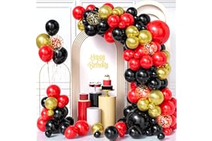 Ousuga Black Red Balloon Arch Kit, 103Pcs Matte Red Black Metallic Gold Confetti Balloons Garland Men Women Bridal Baby Shower Birthday Anniversary Engagement Wedding Bachelor Party Graduation Decora