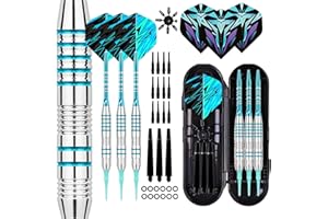 Genossen Flechette Pointe Plastique, Lot de 3 fléchettes 18 g Professionnelles, pour Cible de fléchettes électronique, avec 30 Pointes en Plastique, 3 ailettes et Sac de Rangement