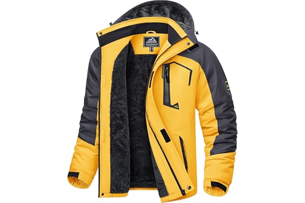 KEFITEVD Hombre Impermeables Lana Chaquetas Impermeables Esquí Cálidos Invierno Abrigos Térmicos Exteriores Abrigos con Capucha Desmontable