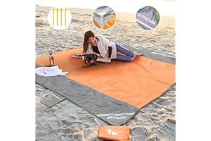 ‎COVACURE COVACURE Picknickdecke Stranddecke Strandmatte Campingdecke, 210 x 200 cm Wasserdicht, Sanddicht, 0.38kg Ultraleicht & Kompakt für Strand, Camping, Wandern, Picknick (Orange)