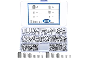 MAUUUBA 300 Zaciski linowe, Zaciski z obejmą z aluminium, Pętle zaciskowe, Zaciski prasowe, Podwójne tuleje do lin kablowych dla linki gumowej i ekspandera, M1.2/M1.5/M2/M2.5/M3/M4