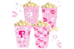 JeVenis 12pezzi sacchetti per bomboniere hot pink girl decorazione compleanno hot pink girl scatole popcorn scatole di caramelle compleanno decorazioni per feste rosa caldo