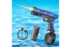 RoserRose Pistola ad Acqua Elettrica Automatica 500ml con Luci LED e Effetti Sonori - Pistola Acquatica Grande per Bambini e Adulti - Giocattolo Estivo per Piscina, Spiaggia, Giardino (Blu)