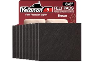 Yelanon Felt Furniture Pads 9 Pieces 8" x 6" Furniture Pads Self Adhesive, Cuttable Felt Chair Pads, Anti Scratch Floor Protectors for Furniture Legs Furniture Couch Felt Feet Hardwood Floor,Brown