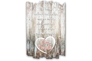 ‎KREATIVE FEDER Kreative Feder Wandbild Eine Familie aus Holz im Shabby Chic Landhaus-Stil - Holzschild Größe 30x20cm (Zusammen eine Familie)