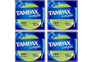 MG LIVING Tampons Multipack Tampax Compak | Super with Applicator | 18 x 4 Packs (72) | Value Bundle | Heavy Flow, Leak Protection, Super Absorbent