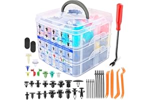 VFANDV Clip di Fissaggio per Auto, 925 Pezzi di Clip di Fissaggio Auto, Clip in Plastica del Rivestimento del Paraurti con Attrezzi per lo Smontaggio, Fascette Stringitubo e Cuscinetti Spugnosi