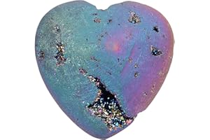Nupuyai Rainbow Agate Geode Heart Palm Worry Stone for Chakra Reiki, Healing Crystal Love Stone for Home Decoration 40mm