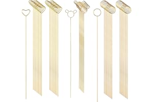 Woohome 50 Stück Tischkartenhalter Memo Holder Clip, Metalldrähte Memo Clip Herzförmiger Runder Mauskopf Tischkartenhalter aus Metalldraht für Hochzeitsarrangements, Wire Clip Tischkartenhalter