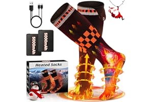 COZII Chaussettes Chauffantes Homme Femme, 2 * 5000mAh 5V Chaussette Chauffante USB Rechargeables, 3 Niveaux Chauffage Chaussettes d'hiver pour Sports Ski Cyclisme Moto Camping