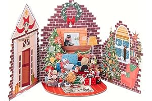 pekifaves Biglietto Auguri Natale Pop-Up, biglietto di auguri natalizio 3D, festa dei gatti, albero di Natale, biglietto con regali di Natale con busta, decorazioni natalizie