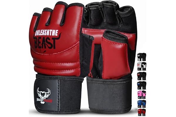 BEAST RAGE Punch Bag Taekwondo Karate Mitts Handskar för män och kvinnor,Halvfinger MMA Kickboxning Sparring Kampsport Boxning Träningshandskar - Träning Light Workouts,Muay Thai