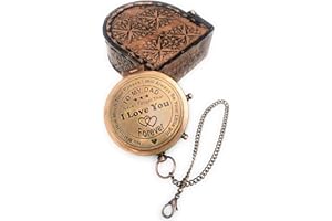 ALADEAN Gift for Dad from Daughter Brass Compass | Engraved Quote Dad I Love You Father's Day Birthday Gifts idea for Dad from Daughter Girl (Dad I Love You - Little Girl)