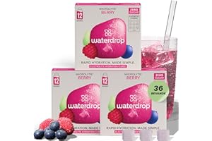WATERDROP MICRODRINK waterdrop® Set Microlyte BERRY, 36 Cubetti per acqua, Sali Minerali: 4 Elettroliti, 9 Vitamine, Magnesio, Electrolytes Drink, insaporitore acqua senza zucchero
