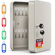 LDS® Key Cabinet with 20 Color Coded Key Tags – Key Lock Box