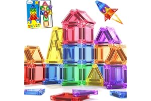 COODOO Magnetic Tiles for Toddlers Magnetic Blocks Portable STEM Building Kids Toys Ages 3-8, Preschool Outdoor Toy Classroom Must Haves Travel Gifts Magnet Block Toys for 3 4 5 6 7 8 Year Old Boys and Girls